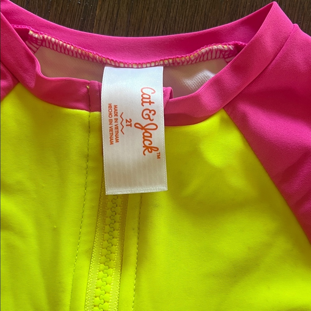 Cat & Jack Pink, Yellow, and Mint Rashguard - Picture 3 of 4